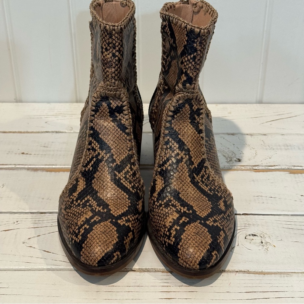 Unique and Stylish Brown Snake Print Ankle Boots - Picture 4 of 10